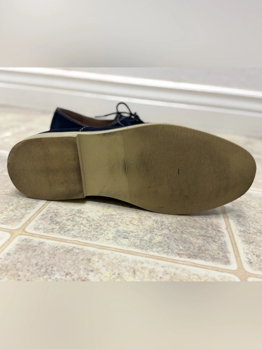 Banana Republic Navy Suede Derby with Tan Sole